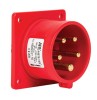 Fisa stecher incastrabil 5 poli 16A 3P+N+PE drept 380V culoare rosie IP44 6h CEE 70x70mm, METE