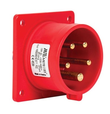 Fisa stecher incastrabil 5 poli 16A 3P+N+PE drept 380V culoare rosie IP44 6h CEE 70x70mm foto