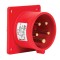 Fisa stecher incastrabil 5 poli 16A 3P+N+PE drept 380V culoare rosie IP44 6h CEE 70x70mm
