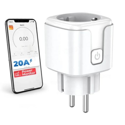 Priza inteligenta GAVIO&amp;reg; G20 WiFi, aplicatie mobila Tuya/SmartLife, 20A, 4400W, program alimentare, monitorizare consum, control vocal, compatibila Am foto