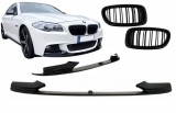 Prelungire Bara Fata BMW Seria 5 F10 F11 Sedan Touring (2011-2017) M-Performance Design cu Grile Centrale Duble Performance AutoTuning, KITT