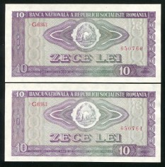 q545 PERECHE CONSECUTIVA 10 LEI 1966 NECIRCULATA UNC