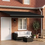 vidaXL Marchiza electrica retractabila Negru 4x3m Umbra Gradina Rezistenta