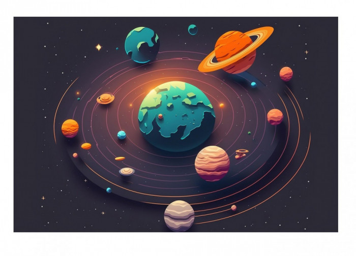 Sticker decorativ Planete, Negru, 90 cm, 8058ST