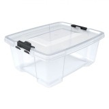Cutie de Depozitare Plastic, Model Transparent, Capacitate 20L, Manere Laterale, Dimensiuni 45x34x20.5 cm
