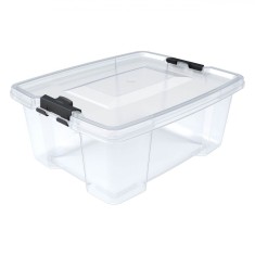 Cutie de Depozitare Plastic, Model Transparent, Capacitate 20L, Manere Laterale, Dimensiuni 45x34x20.5 cm