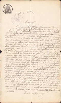 A2677N Procură a comerciantului evreu Isac Abramovici din Găiești pt reprezentare &amp;icirc;n fața instanțelor judecătorești de rom&amp;acirc;n din Pitești, 1912, Găești foto