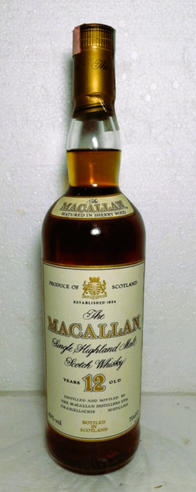 whisky Macallan YEAR 12 OLD 70 CL, 43% VOL, IMP. PALLINI (ITALY) ANI 80