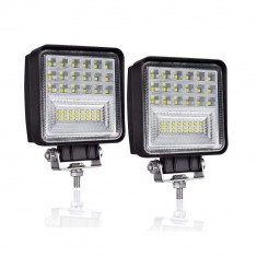 Set 2 x Proiectoare auto patrate LED, 126W/proiector, 107mm