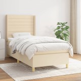 Cumpara ieftin Pat box spring cu saltea, crem, 100x200 cm, textil