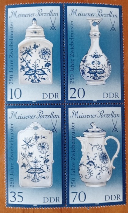 D.D.R -&#039;&#039;PORTELAN de MEISEN&#039;&#039; SERIE -BLOC DE 4--MNH LUX -NESTAMPIL.-VEZI SCAN
