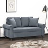 VidaXL Canapea cu 2 locuri cu pernuțe, gri &icirc;nchis, 120 cm, catifea 3200936