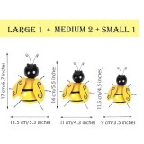Cumpara ieftin Set 4 decoratiuni pentru gradina model albina, metal, galben, negru