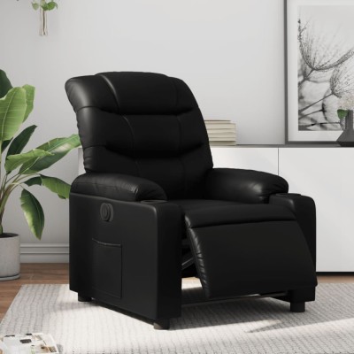vidaXL Fotoliu rabatabil electric, negru, piele ecologică 3206585 foto