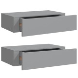 Cumpara ieftin Dulap de perete cu sertar, 2 buc., gri, 40x23,5x10 cm, MDF