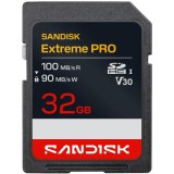 Card Memorie SDHC SanDisk Extreme Pro, 32Gb, Clasa 10 / UHS-1 U3 SDSDXXO-032G-GUCIN