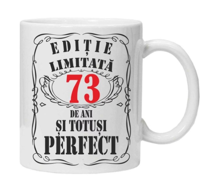 Cana alba personalizata &quot;editie limitata&quot;, 73 ani, INOVATIX&reg;. 330ml
