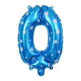 Balon din Folie Metalizata Cyrax, Figurina Cifra, Imprimeu Stele, Tema Aniversare 80 cm, Ambalaj Individual, Pai inclus, Umflare cu Aer sau Heliu, Alb