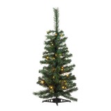 Brad artificial impodobit, 90 cm, 50 LED-uri, plastic, lumina alb cald, Verde, General