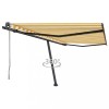 Copertină autonomă retractabilă automat galben&amp;alb 450x300 cm