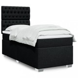 VidaXL Pat box spring cu saltea, negru, 100x200 cm, textil