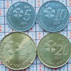 01B42 Malaezia Malaysia set 4 monede 2012 5, 10, 20, 50 Sen 2012 UNC