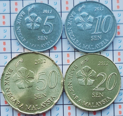 01B42 Malaezia Malaysia set 4 monede 2012 5, 10, 20, 50 Sen 2012 UNC foto