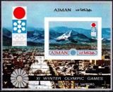 AJMAN, SAPPORO - COLIȚĂ IMPERF. + SERIE COMPLETĂ MNH (2 FOTO), Nestampilat