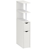 HOMCOM Dulap de Baie Subțire cu Sertare și Rafturi, Dulap de Baie Economisitor de Spațiu cu Sertar pe Roți, Coloană de Baie pentru Sufragerie, 20x45x1