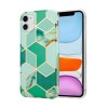 Husa protectie flippy compatibila cu apple iphone 12 soft imd tpu marble geometric verde