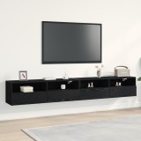 VidaXL Dulap TV de perete, 2 buc., stejar negru, 100x30x30 cm, lemn