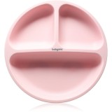 BabyOno Siilicone Plate 6m+ farfurie compartimentată cu ventuză Pink 1 buc