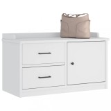 Cumpara ieftin Bancă pentru hol &bdquo;SANDNES&rdquo; albă 87x40x50 cm, lemn masiv de pin