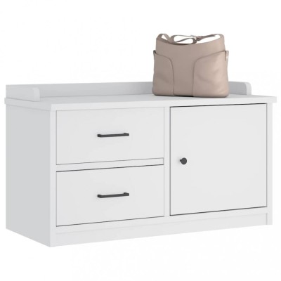 vidaXL Bancă pentru hol &amp;bdquo;SANDNES&amp;rdquo; albă 87x40x50 cm, lemn masiv de pin 4010465 foto