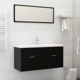 Set mobilier de baie, 2 piese, negru, PAL