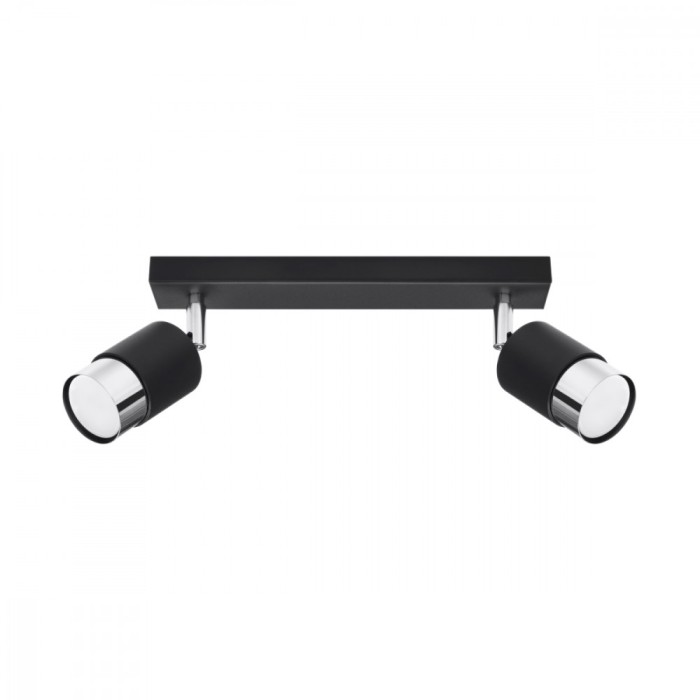 Lampă De Tavan Nero Negru/Crom Oțel 2 Becuri Tub Modern De Interior