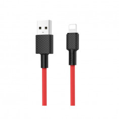 Hoco Carbon X29 cablu de date USB la IPHONE Lightning-Lungime 1 Metru-Culoare Roșu