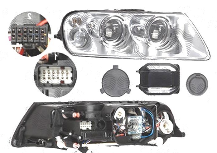 Far Volkswagen Touareg (7l), 10.2002-12.2006, fata, Dreapta, xenon; D1S+H7+PY21W+W5W; electric; fara unitate control; fara ballast; cu motor, DEPO