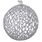 Glob Crăciun, Model Glitter, Argintiu, Diametru 15 cm, Material Plastic, Oem