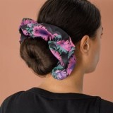 Scrunchie din material textil, XXL, Negru cu model floral, CMCLASS