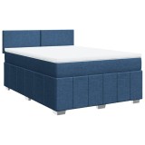 Cumpara ieftin Pat continental cu saltea, albastru, 160x200cm, material textil