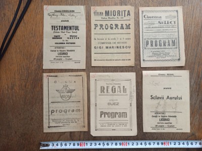 LOT 6 PROGRAME CINEMA, PERIOADA ANILOR 1940-1945 * CINEMA : SELECT, MIORITA, EXCELSIOR, REGAL, ARPA foto