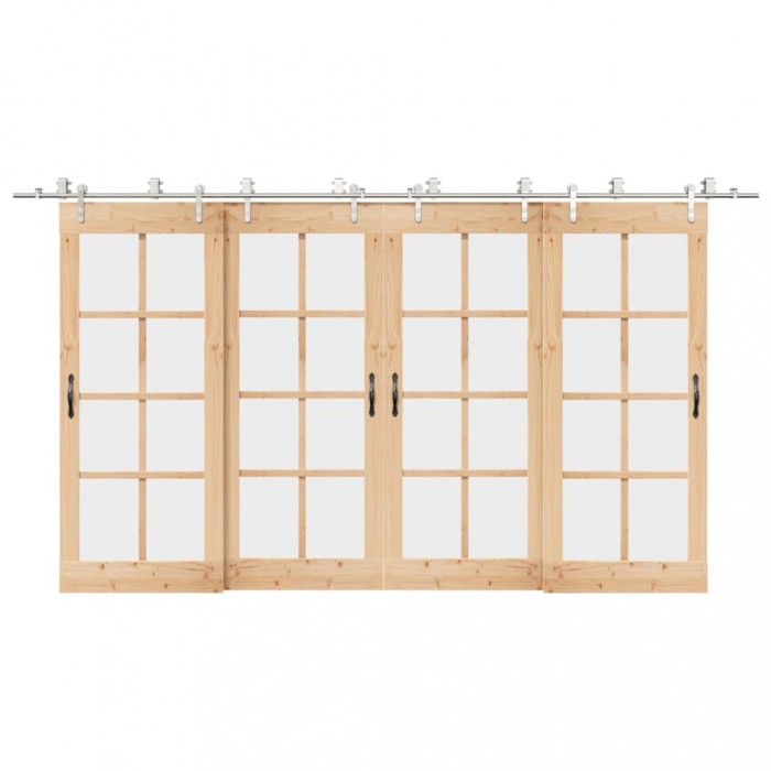 Set piese pentru ușă glisantă, argintiu, 400 cm oțel inoxidabil