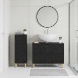 Cumpara ieftin Set de dulapuri pentru baie, 2 piese DELFT Negru Lemn prelucrat