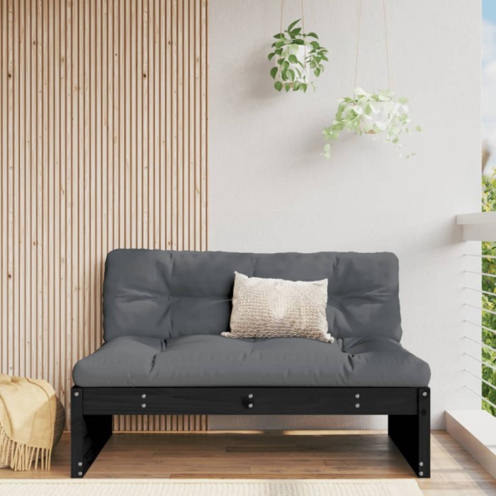 Gossi canapea de mijloc, 120x80 cm, negru, lemn masiv de pin