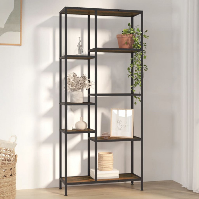 Gossi biblioteca, 80x30x180 cm, otel si lemn prelucrat