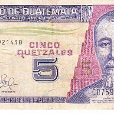 M1 - Bancnota foarte veche - Guatemala - 5 quetzal - 2003