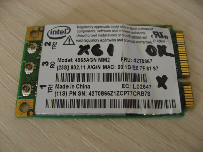 Placa wireless laptop Lenovo ThinkPad X61, Intel 4965AGN MM2, 42T0867, L02847 foto