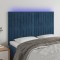 vidaXL Tăblie de pat cu LED, albastru &icirc;nchis, 144x5x118/128cm, catifea