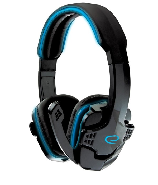 Casti audio cu fir Esperanza Raven, control volum, microfon incorporat, marime ajustabila, 32 Ohm, 105dB, negru/albastru